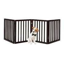PETMAKER 4-Panel Indoor Foldable Pet Gate for Stairs or Doorways (Brown)