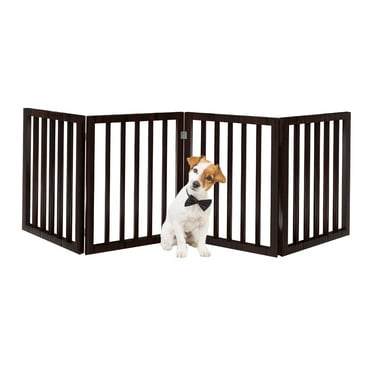 PETMAKER 4-Panel Indoor Foldable Pet Gate for Stairs or Doorways (Brown)