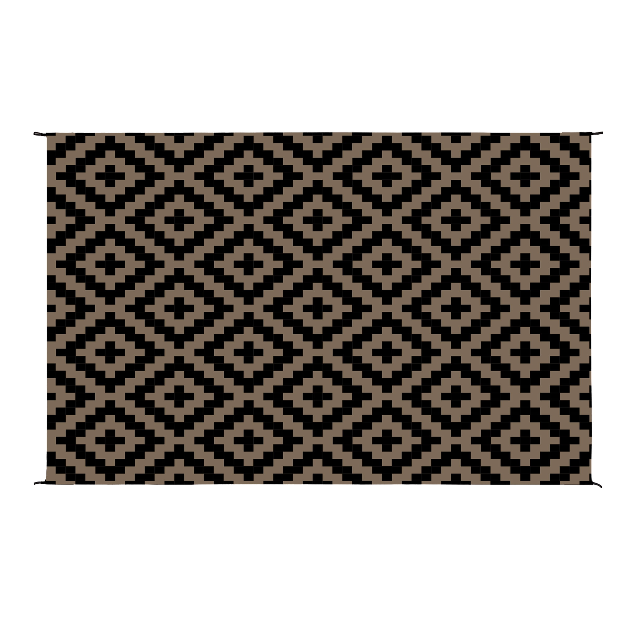 Pure Garden 8x10 Waterproof Outdoor Patio Rug with LED Lights, Brown