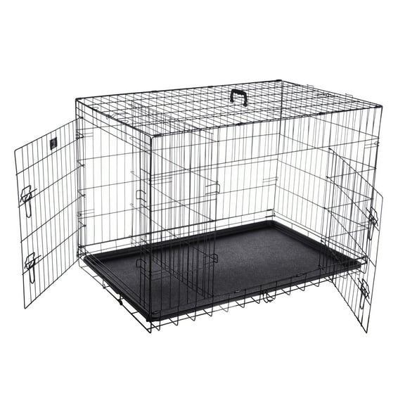 PETMAKER Collapsible 2-Door 42" Crate for Dogs with Divider Wall Panel