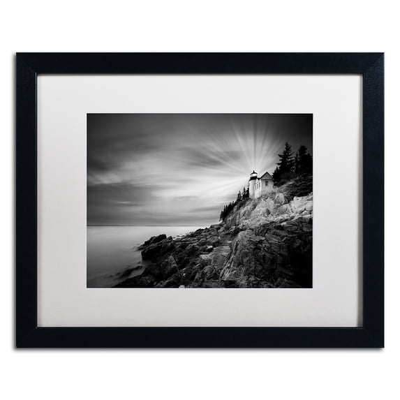 Moises Levy 'Bass Harbor Lighthouse' Matted Framed Art