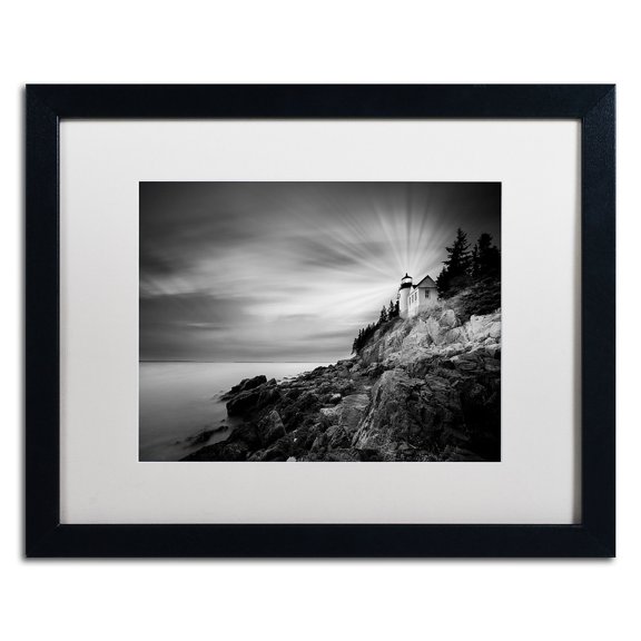 Moises Levy 'Bass Harbor Lighthouse' Matted Framed Art