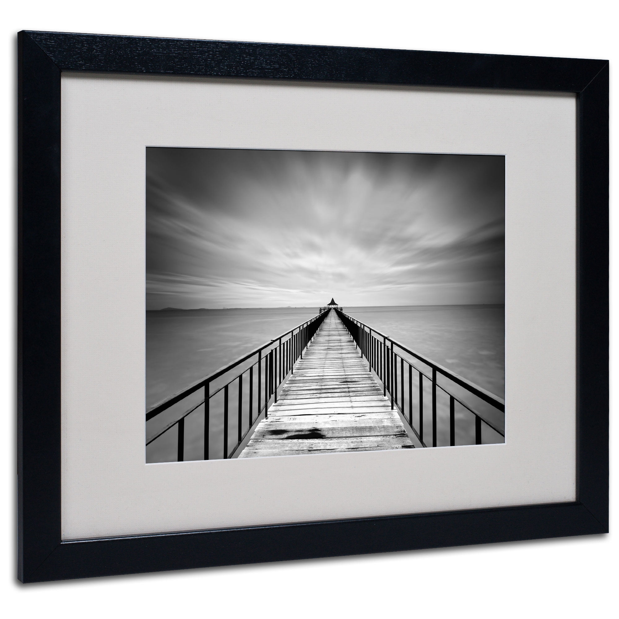 Matted art under acrylic in a black frame
