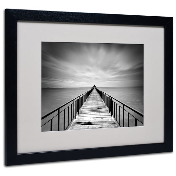 Matted art under acrylic in a black frame