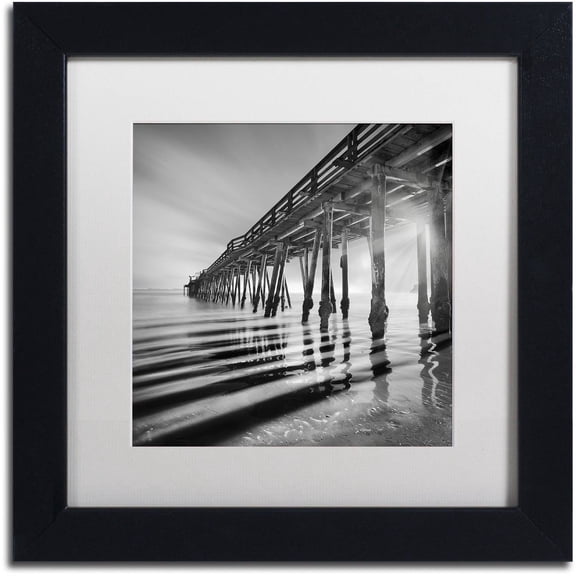 Moises Levy 'Pier and Shadows' Matted Framed Art