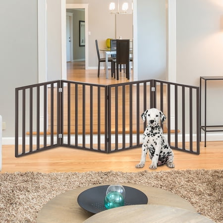 Petmaker Wooden Freestanding Pet Gate, 4 Panel, Brown, 24"H