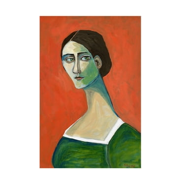 Sharyn Bursic 'Vintage woman in green' Canvas Art