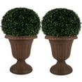 thumbnail image 1 of Pure Garden 16x18-Inch Outdoor Planter 2-Pack - Plastic Urn Planters, Brown, 1 of 7