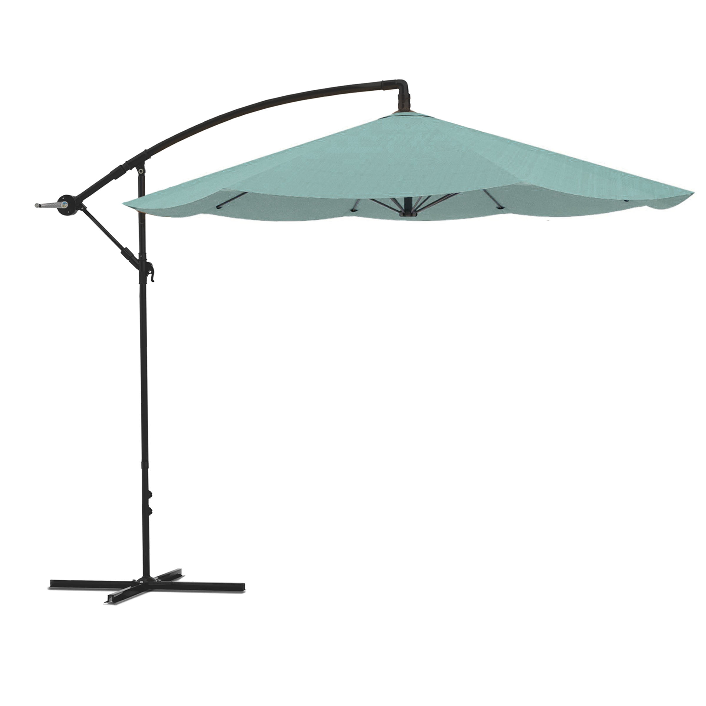 Pure Garden 10-Foot Offset Patio Umbrella with Crank and Base (Dusty Green)