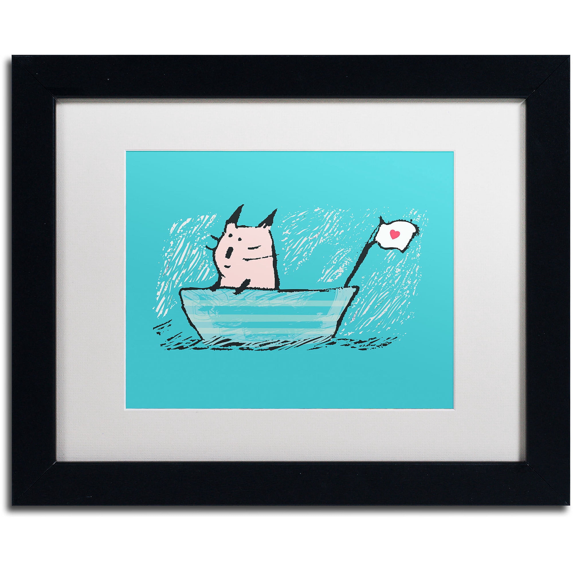 Carla Martell 'Sweet Sailor Cat' Matted Framed Art