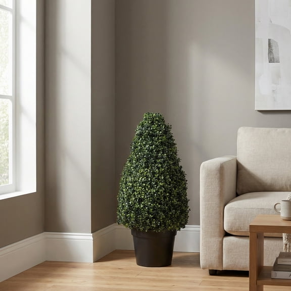 Pure Garden Artificial Boxwood Shrub – 36-Inch Indoor or Outdoor Topiary