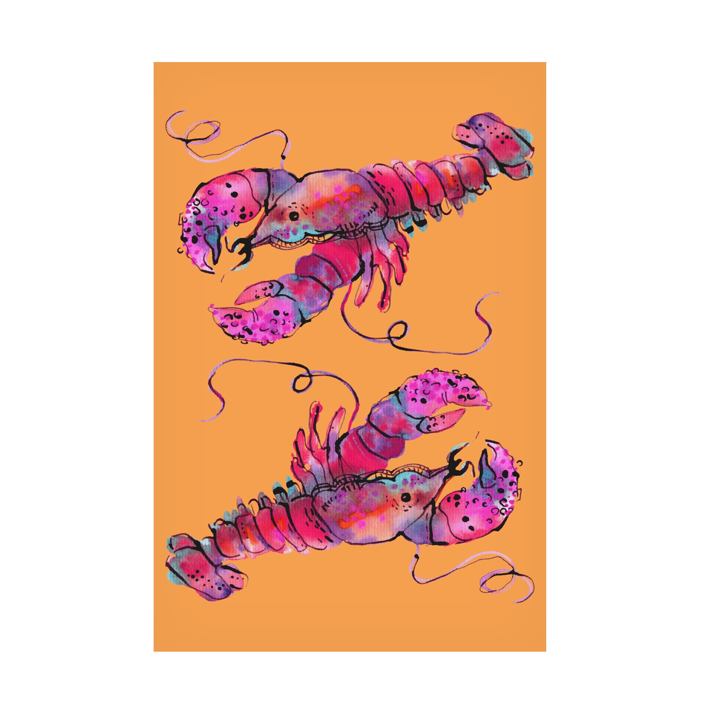 Ania Zwara 'Lobsters On Orange' Canvas Art