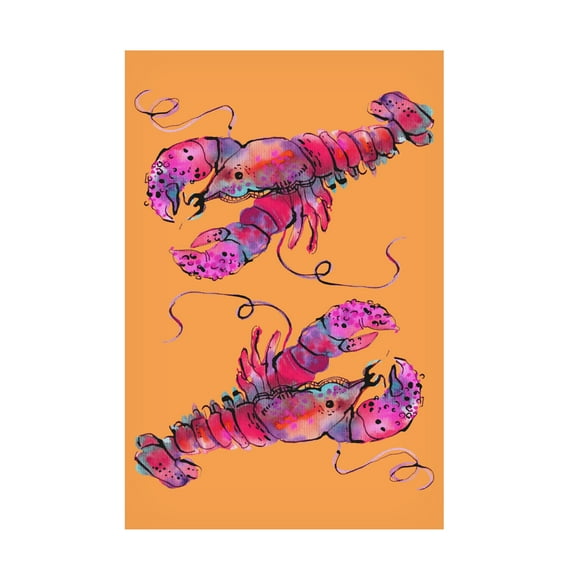 Ania Zwara 'Lobsters On Orange' Canvas Art