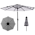 thumbnail image 1 of Pure Garden 9 Ft Striped Outdoor Patio Umbrella with Tilt, Black and White, 1 of 10