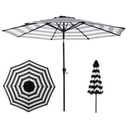 Pure Garden 9 Ft Striped Outdoor Patio Umbrella with Tilt, Black and White