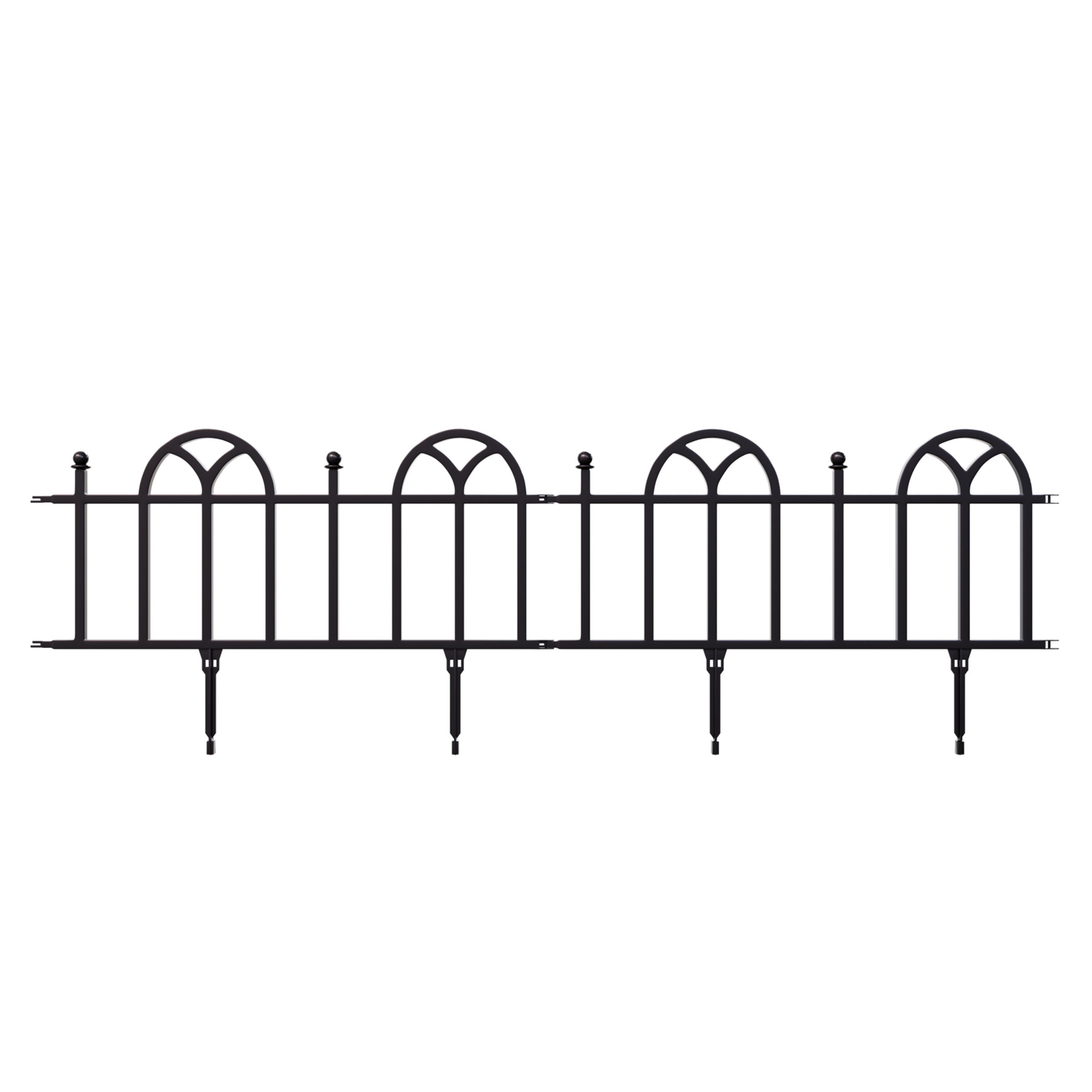 Pure Garden 4-Piece Flower Bed Edging - Interlocking No-Dig Fence (Black)