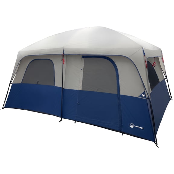 Wakeman Outdoors 10 Person Camping Tent with Room Divider and Rainfly, Navy