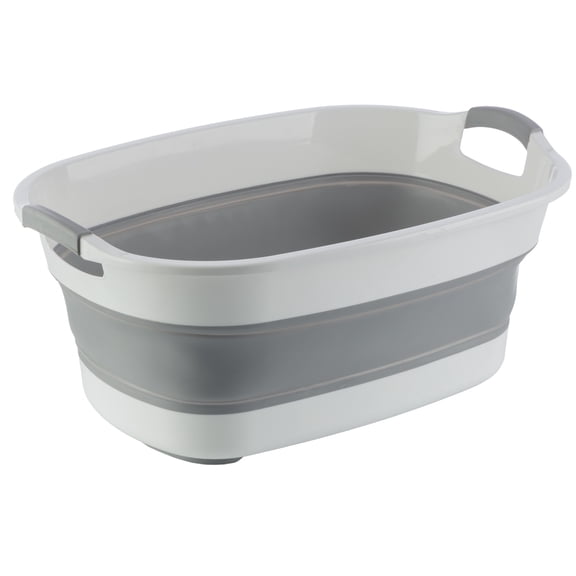 Wakeman Outdoors 20L Collapsible Wash Basin - Portable Sink with Drain Plug for Camping, Gray