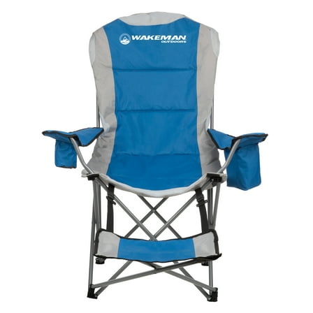 Wakeman Outdoors 300lb Capacity Portable Camping Chair with Foot Rest, Blue