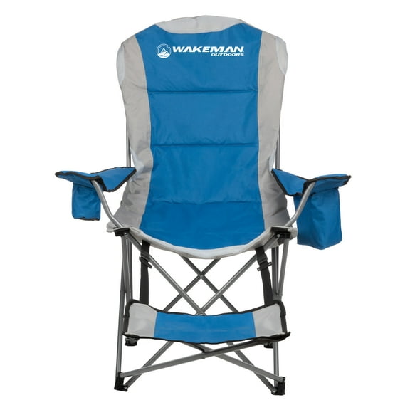 Wakeman Outdoors 300lb Capacity Portable Camping Chair with Foot Rest, Blue
