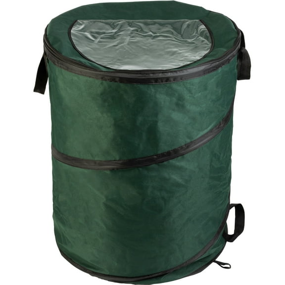 Wakeman Outdoors 46-Gallon Pop Up Outdoor Trash Can for Camping, Green