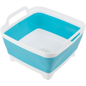 Wakeman Outdoors 9L Collapsible Wash Basin - Portable Sink with Drain, Blue
