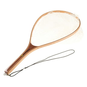 Wakeman Outdoors Landing Fish Net for Fly Fishing Equipment with Clear Rubber Mesh and Wooden Handle
