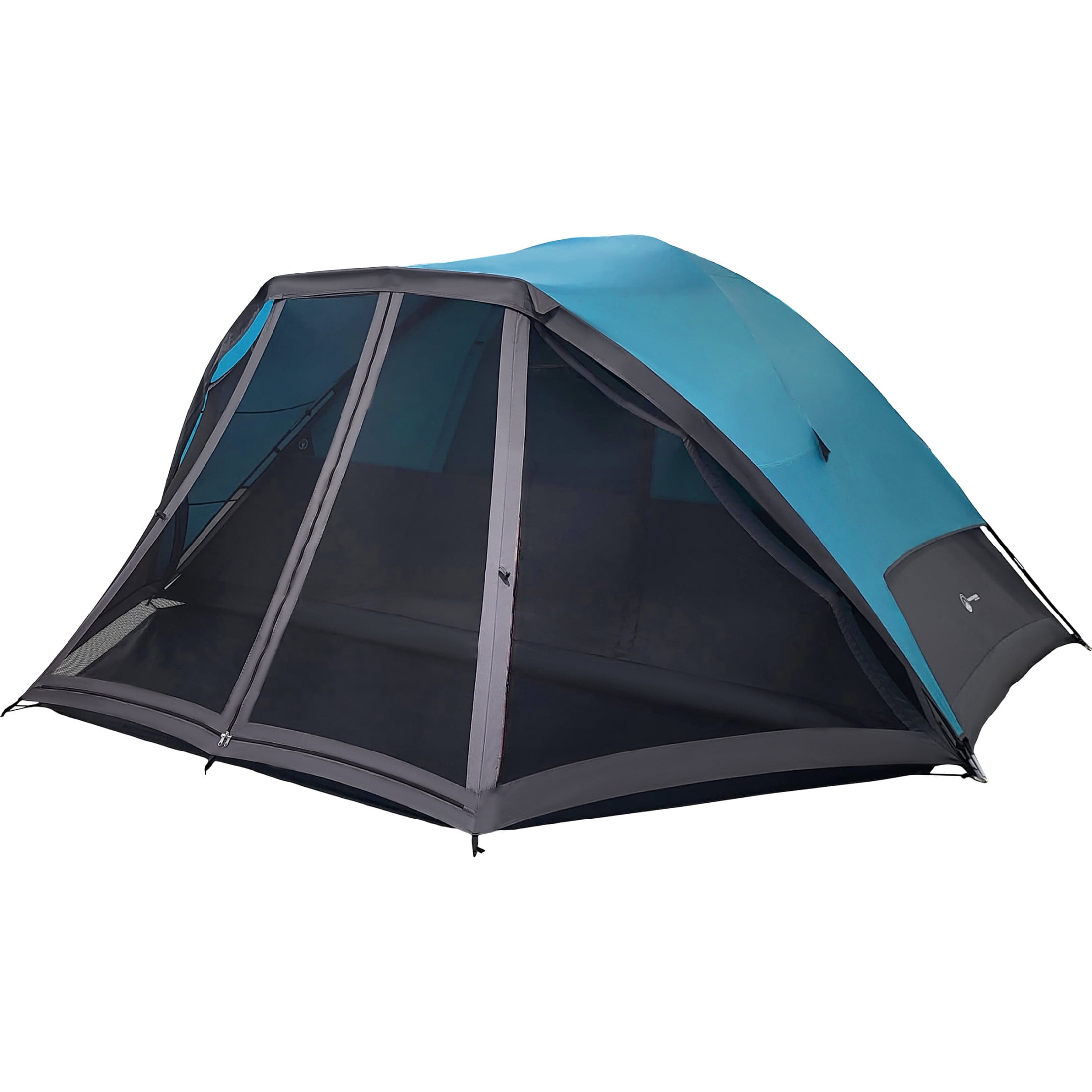 Wakeman Outdoors Cabin-Style 6 Person Camping Tent with Screen Room, Blue