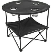 Wakeman Outdoors Lightweight Camping Table with 4 Cupholders and Carry Bag, Black