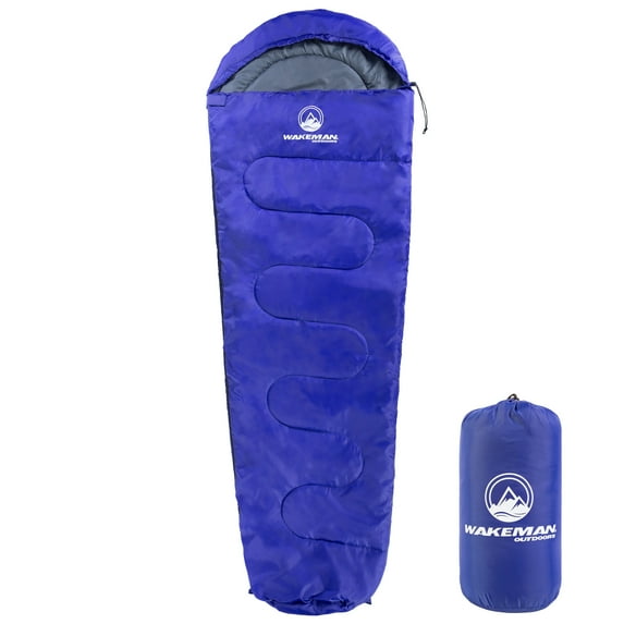 Wakeman Outdoors Cold Weather Lightweight Compact Mummy Sleeping Bag for Camping and Backpacking Rated to 25°F, Blue