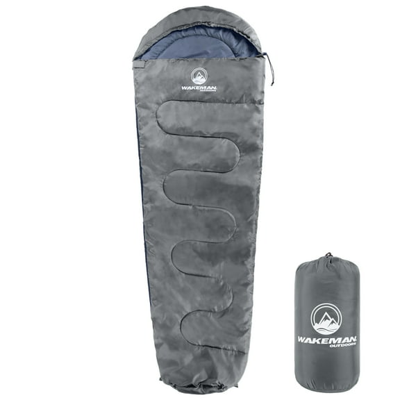 Wakeman Outdoors Gray Cold Weather Mummy Sleeping Bag Rated to 25°F for Camping