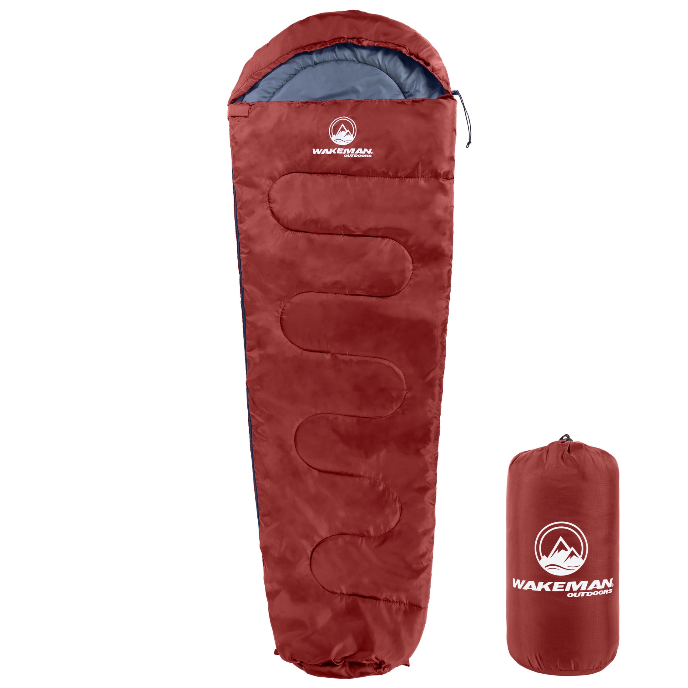 Wakeman Outdoors Cold Weather Mummy Sleeping Bag Rated to 25°F, Red