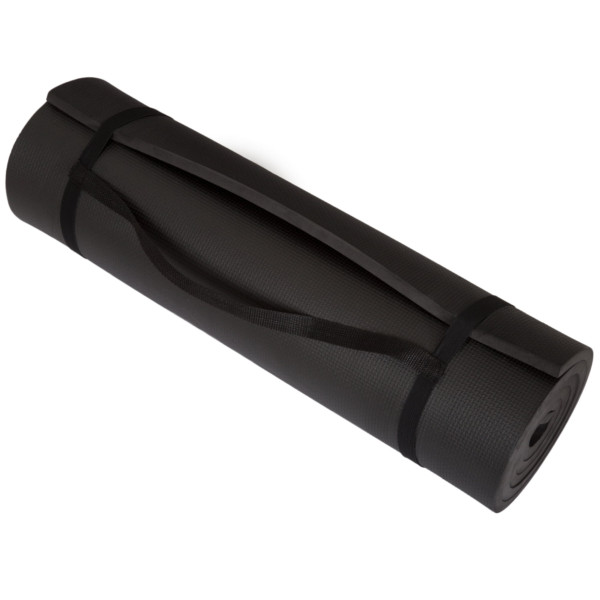 Wakeman Outdoors Extra-Thick, Non-Slip, NBR Foam Yoga Mat with Carrying Strap, 72" x 24", Black