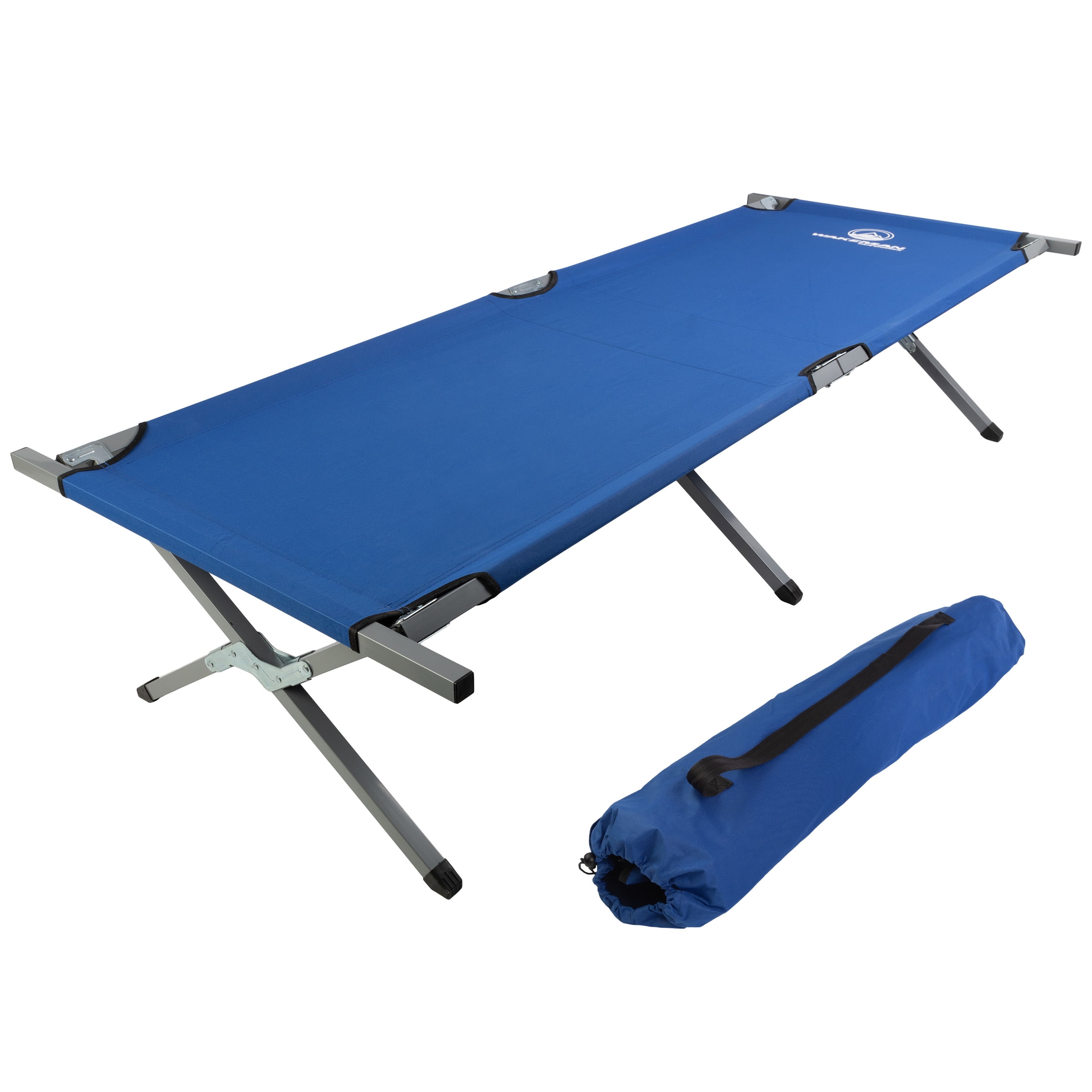Blue Portable Folding Camping Cot with Steel Frame