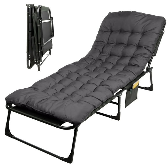 Wakeman Outdoors Folding Camping Cot with Mattress for Adults up to 440lbs, Gray