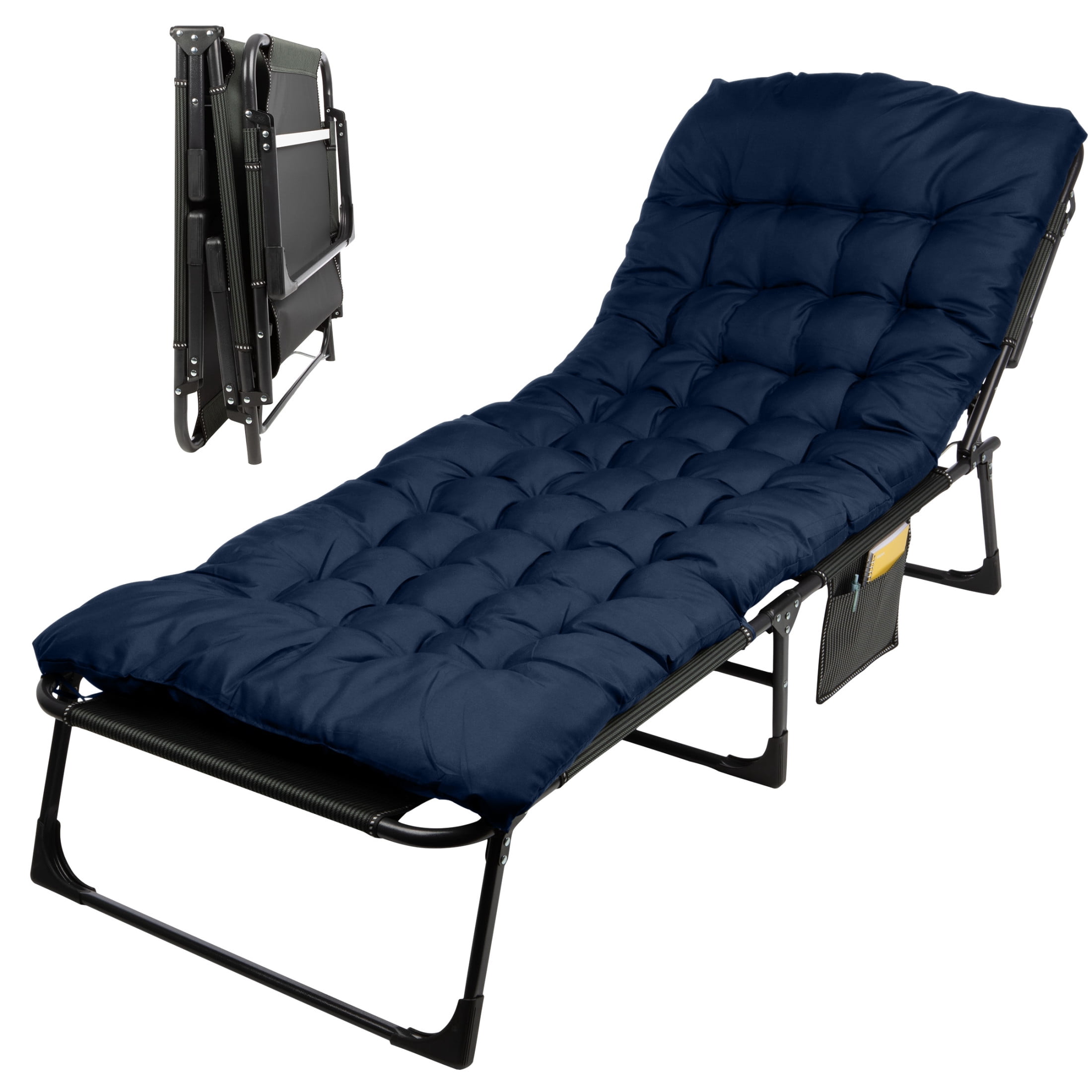 Wakeman Outdoors Folding Camping Cot with Mattress for Adults up to 440lbs, Navy