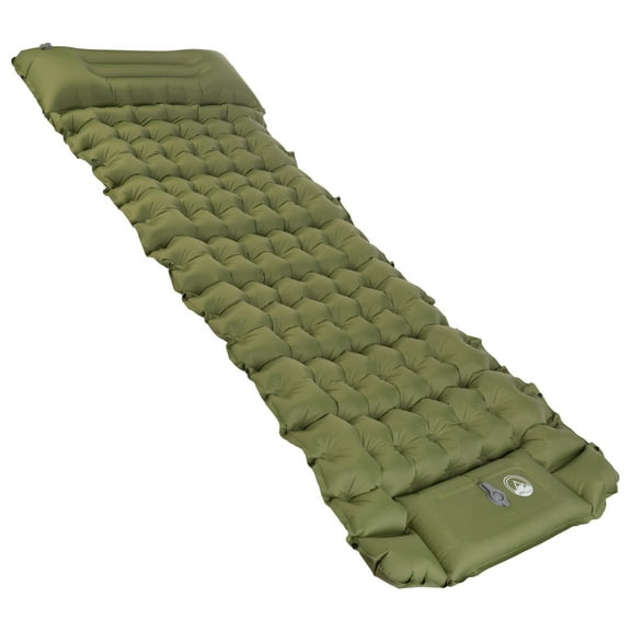 Wakeman Outdoors Inflatable Sleeping Pad with Built-in Foot Pump, Olive