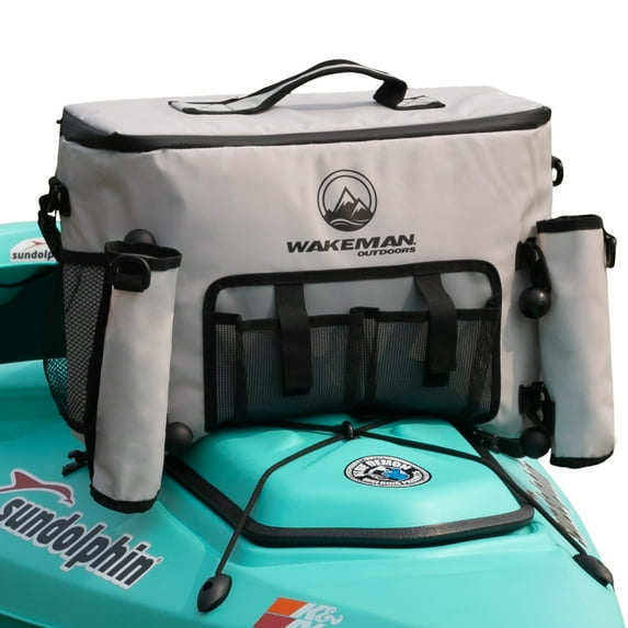Wakeman Outdoors Kayak Cooler - 18L Seat Back Fishing Cooler, Water-Resistant Insulated Bag with 8-12 Hour Ice Retention, Fits 24 (330ml) Cans - Gray