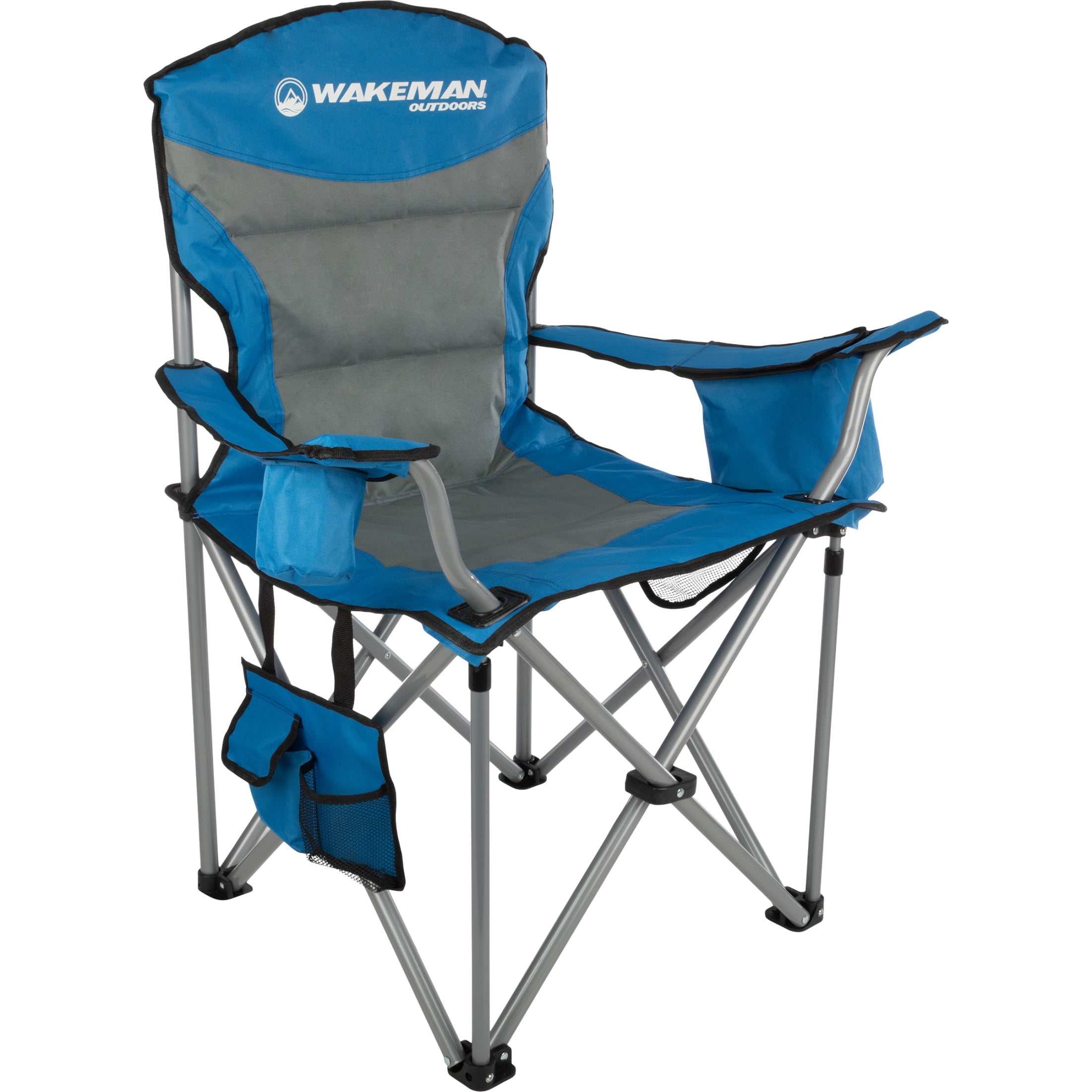 Oversized Blue and Gray Heavy Duty Folding Camping Chair