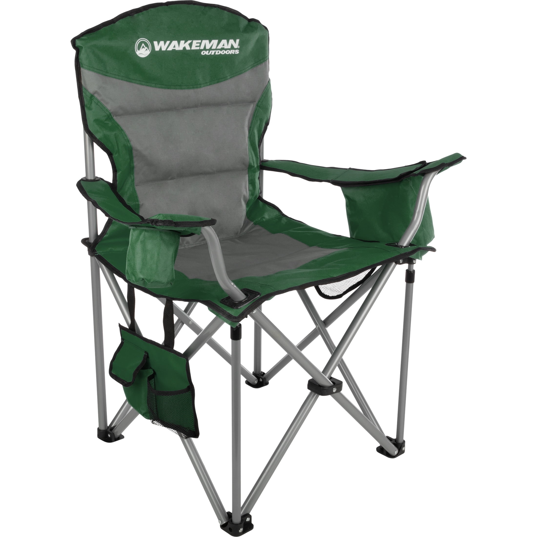 Wakeman Oversized Green Polyester Folding Camping Chair with Cooler