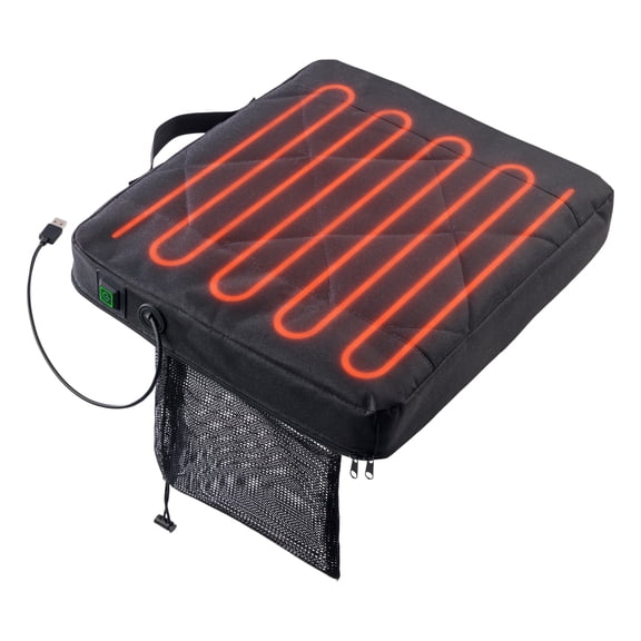 Wakeman Outdoors Portable USB Heated Seat Cushion for Stadium or Camping, 15x13, Black