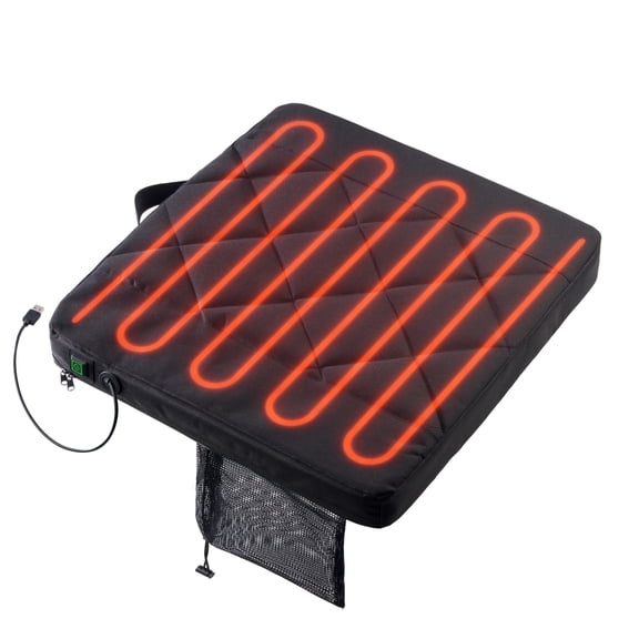 Wakeman Outdoors Portable USB Heated Seat Cushion for Stadium or Camping, 22x18, Black