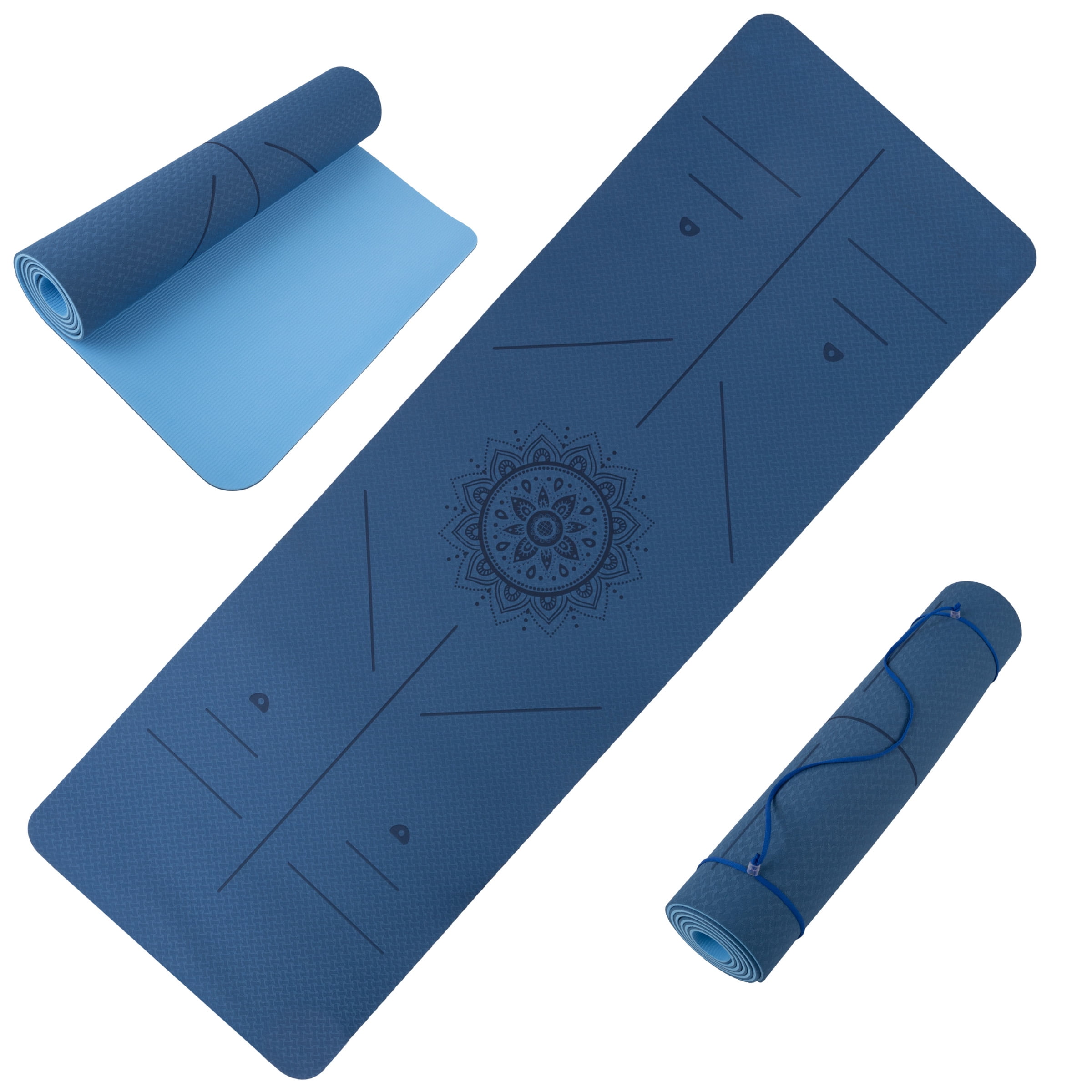 Non-Slip Yoga Mat with Alignment Marks '? Lightweight Exercise Mat with Carry Strap for Ho