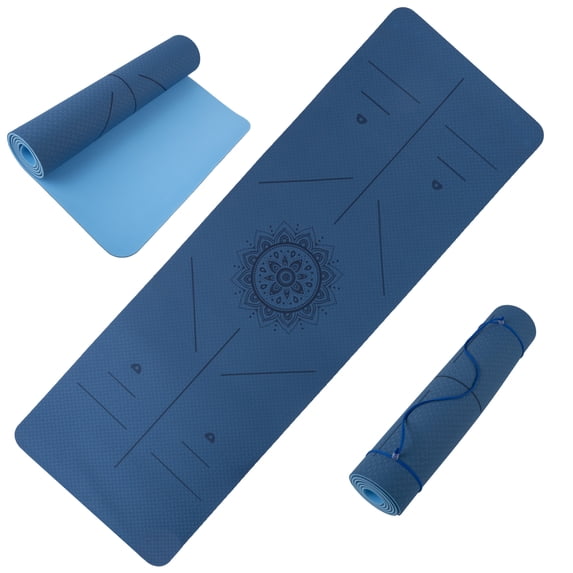 Non-Slip Yoga Mat with Alignment Marks '? Lightweight Exercise Mat with Carry Strap for Ho