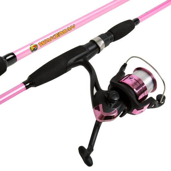 Wakeman Medium Action 78-Inch Pink Fiberglass Spinning Rod And Reel Combo