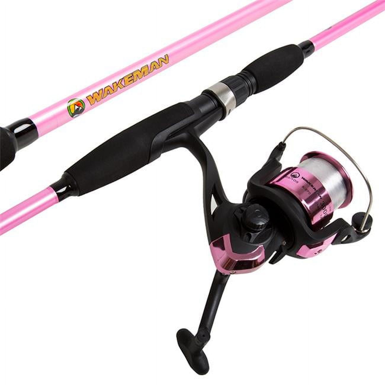 78 in. Pole Black Fiberglass Rod and Reel Combo Medium Action, Size 30 Spinning Reel for Lake Fishing (2-Piece)