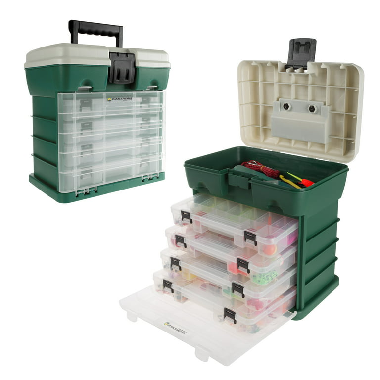 Wakeman Plastic 4-Drawer Tackle Box Organizer for Fishing and