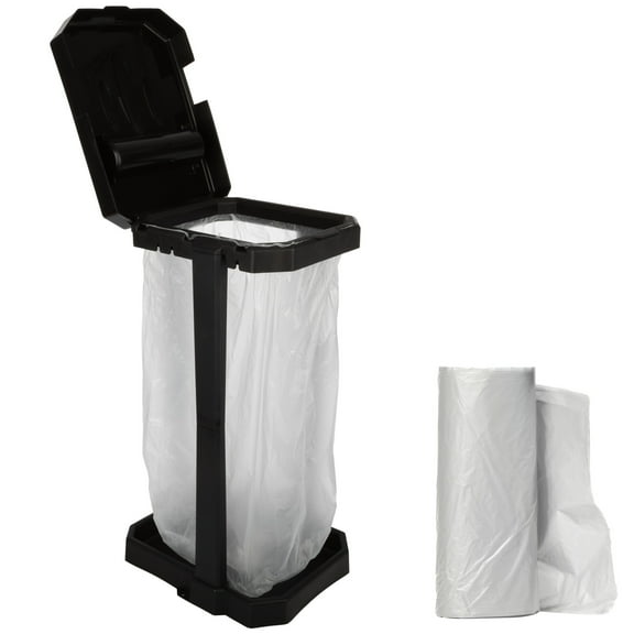 Wakeman Portable Trash Bag Holder Stand with Bags - Collapsible Trash Can