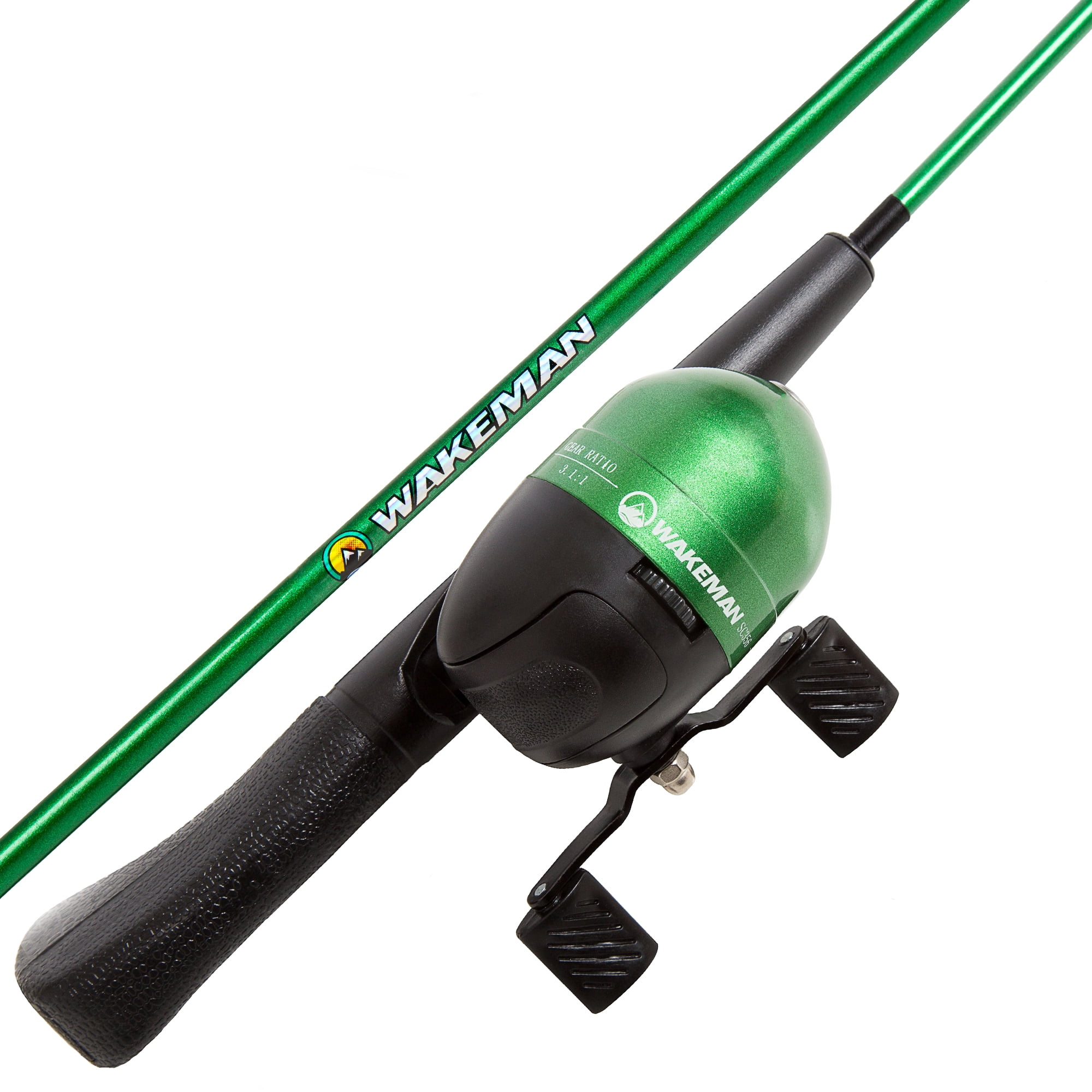 Wakeman Spawn Series Kids Spincast Combo Fishing Pole Tackle Set, Green