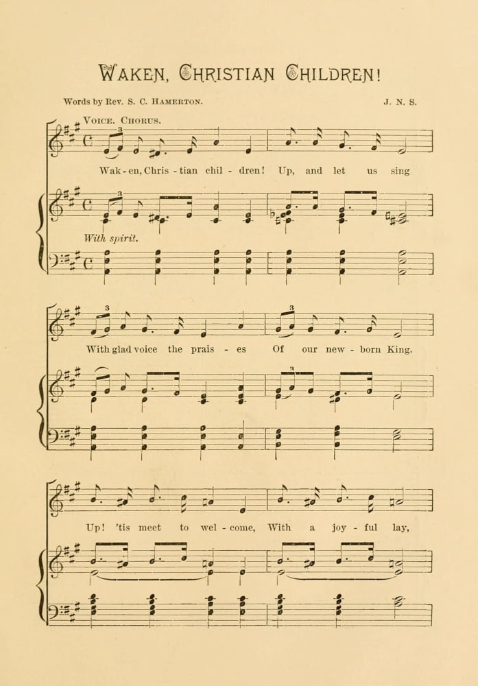 Waken Christian Children 1 Hamerton Hymns & Carols set to Music 1889 Canvas Art - (18 x 24)